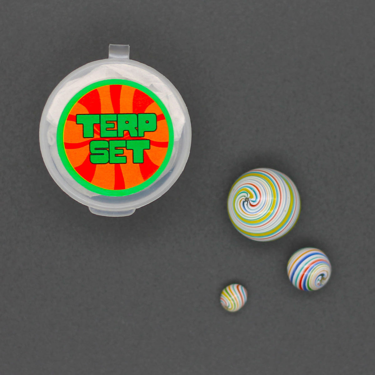 Terp Slurper Set Marble 3x Spiral Cap Marbles Quartz Banger