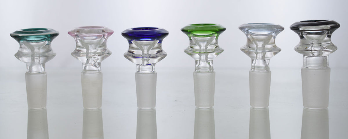 Diamond Edge Color Rim Funnel Glass Slide Bowl 18mm & 14mm