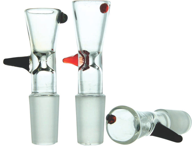 Clear Funnel Glass on Glass Slide Bowl with Color Handle