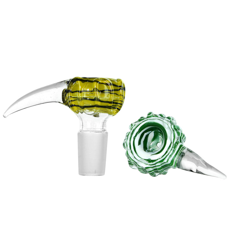 Glass Diablo Color Smear Bowl with Devils Horn Slide 14mm 18mm