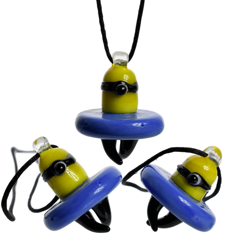 Glass Figurine Minion Yellow Carb Cap Pendent Necklace