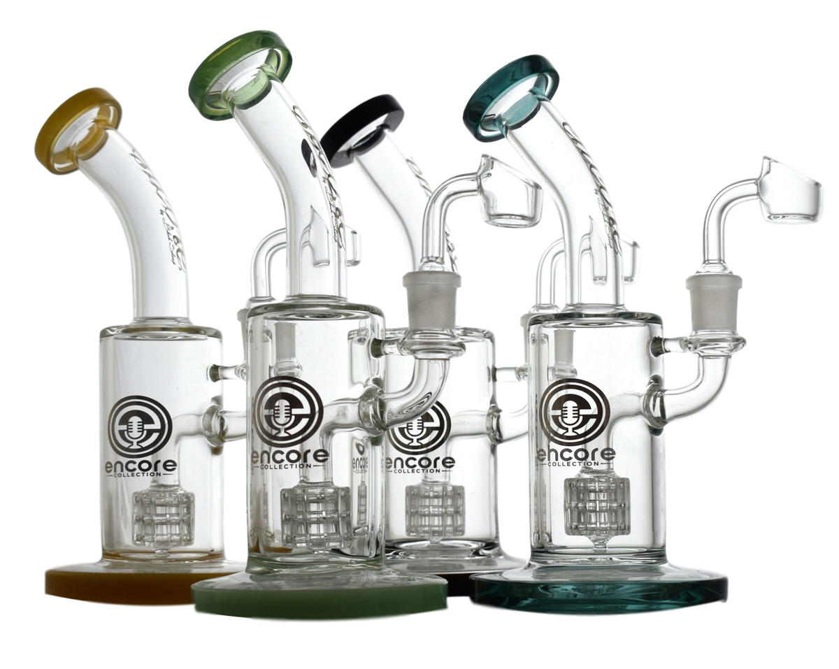 9" Encore Collection Glass Barrel Matrix Oil Rig Water Pipe with Banger