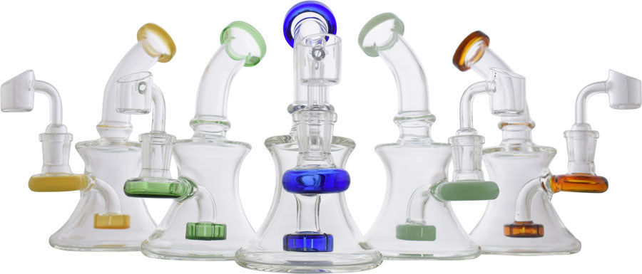 6" Mini Encore Collection Color Glass Banger Hanger Oil Rig Water Pipe