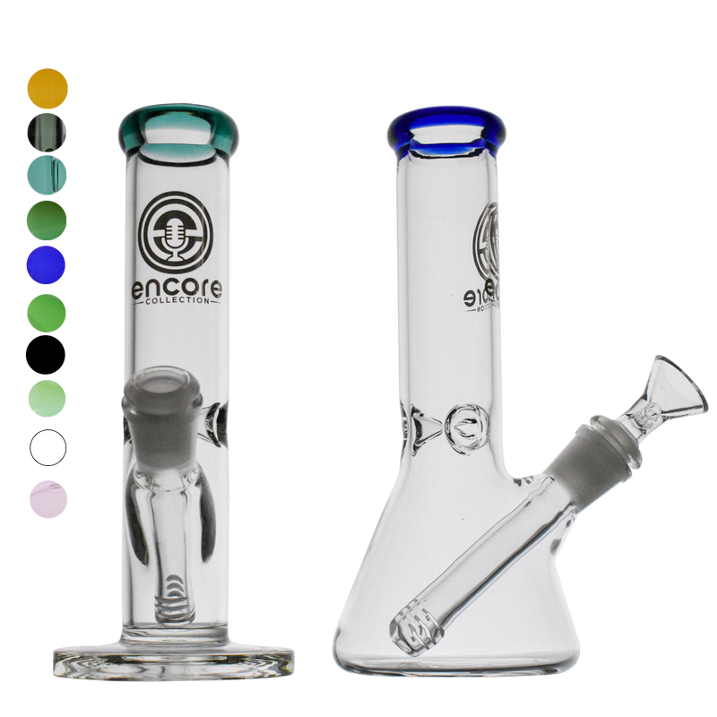 Encore Collection 9" 38x4 Mini Glass Bong Water Pipe Beaker and Straight