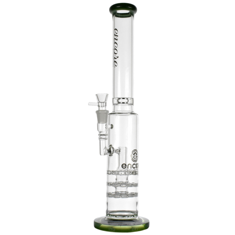 18" Encore Collection Glass Bong with triple ratchet disc filter stemless water pipe