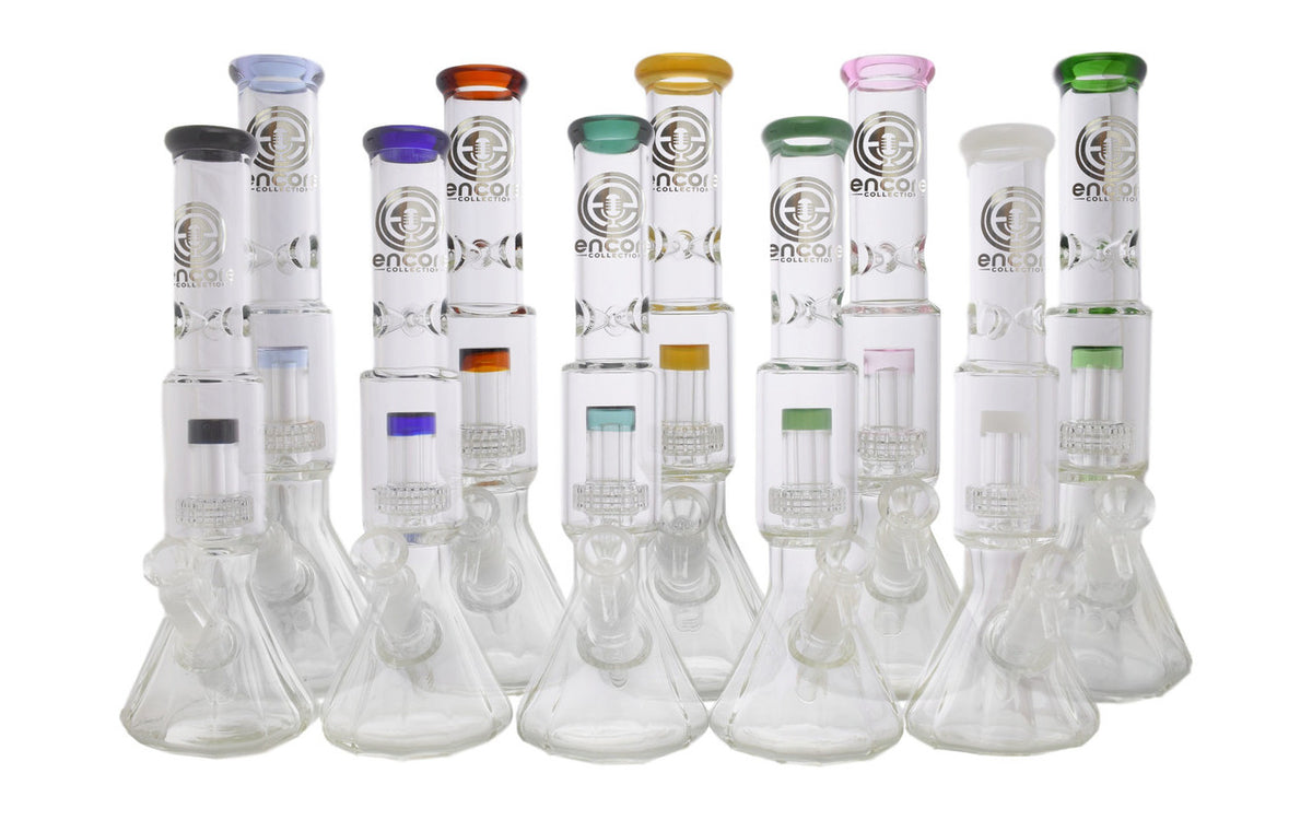 12" Encore Collection Glass Full Size Matrix Salt Shaker Bong Group Shot