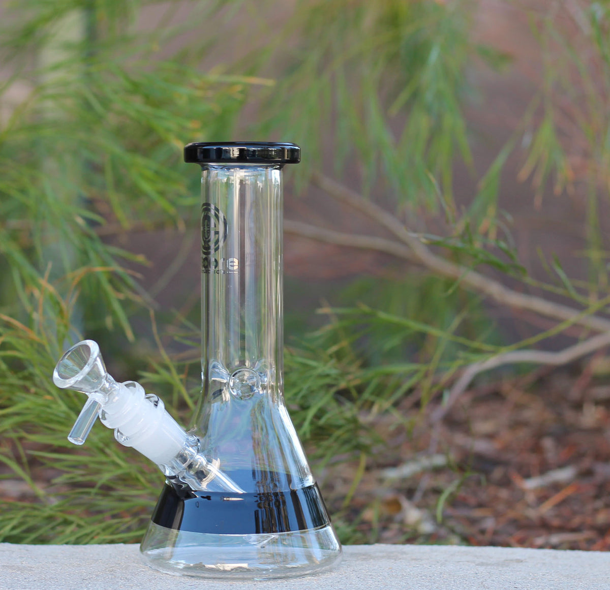 8" Encore Collection Glass Beaker Water Pipe Bong w Color Strip (EC-W95) - Left Side
