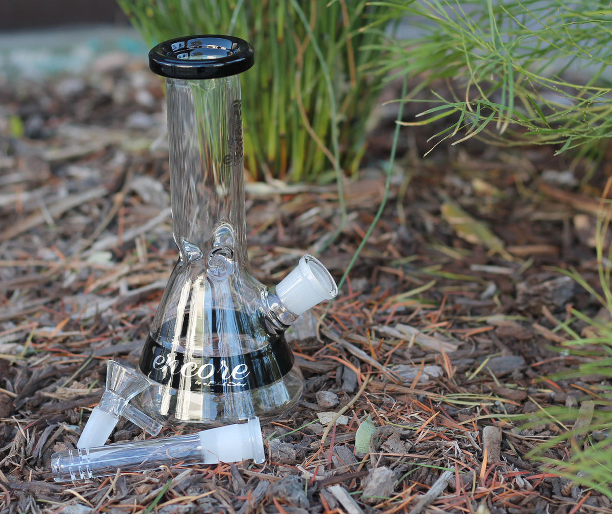 8" Encore Collection Glass Beaker Water Pipe Bong w Color Strip (EC-W95) -  Top View