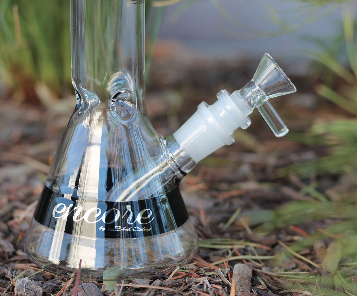 8" Encore Collection Glass Beaker Water Pipe Bong w Color Strip (EC-W95) - Beaker Strip