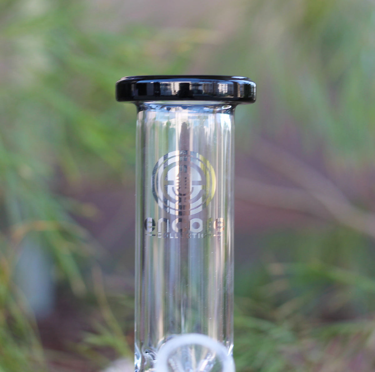 8" Encore Collection Glass Beaker Water Pipe Bong w Color Strip (EC-W95) -  Front Logo