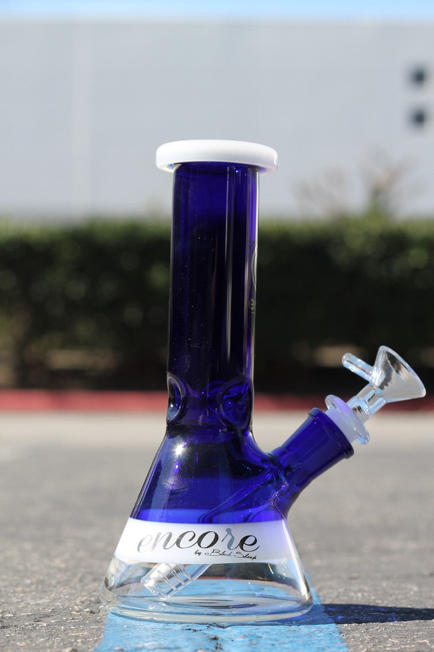 8" Mini Color Beaker with White Accent Water Pipe Bong by Encore Collection
