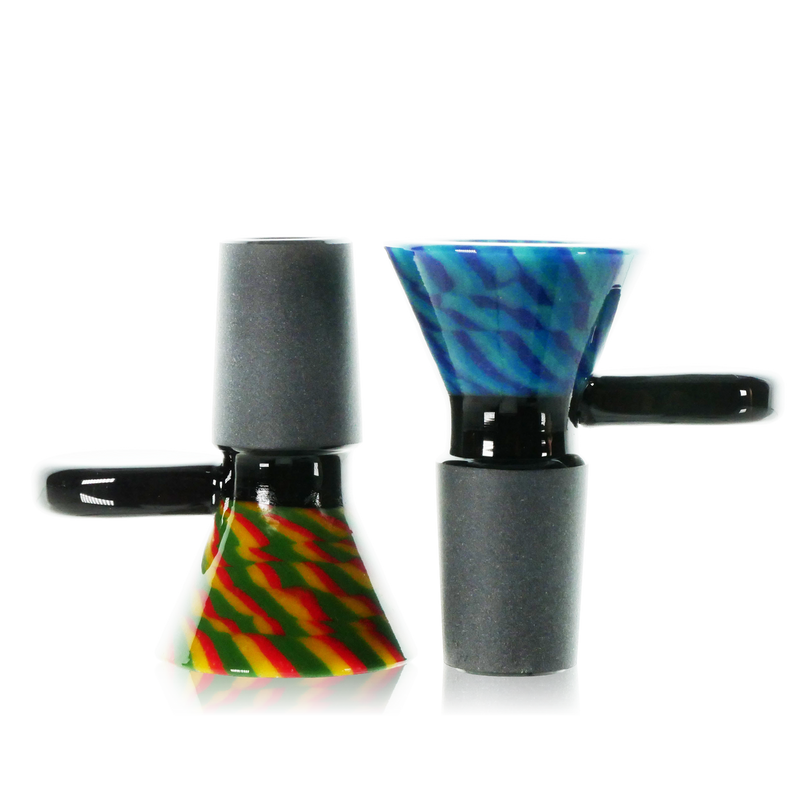 Full Lattichino Weave Funnel w Dichro Marble Glass Bowl Slide