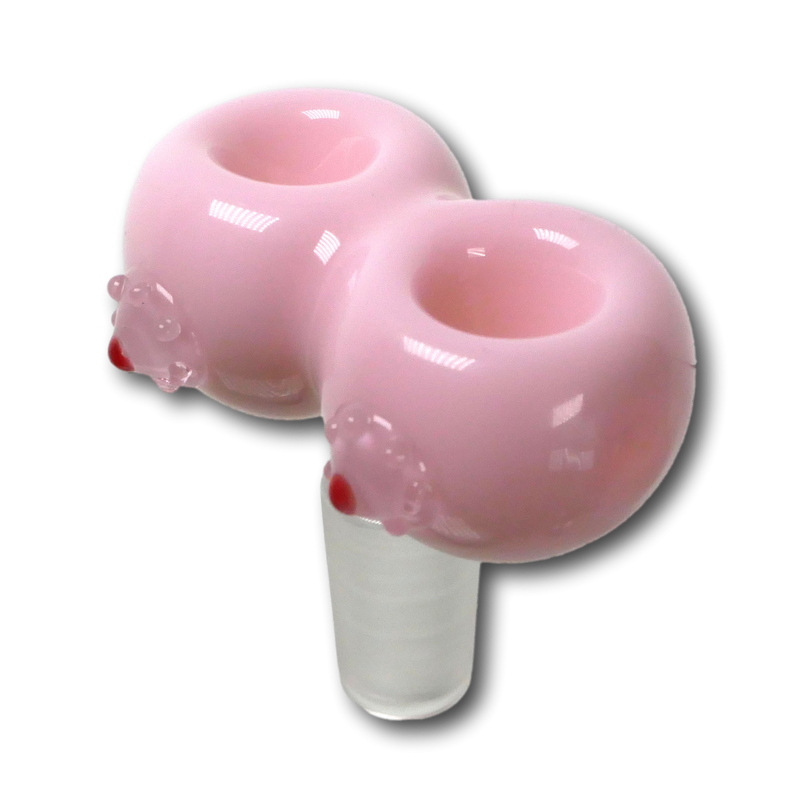 Boobie breat titty double pink color glass bowl slide from the angle