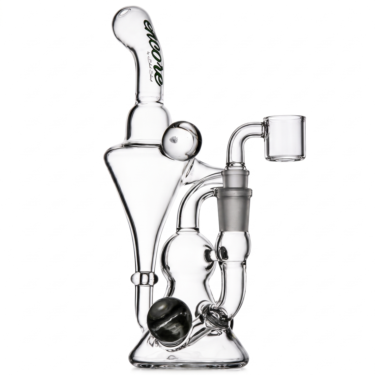 6.5" Encore Clear Glass Recycler Oil Rig with quartz banger